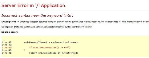 incorrect syntax near