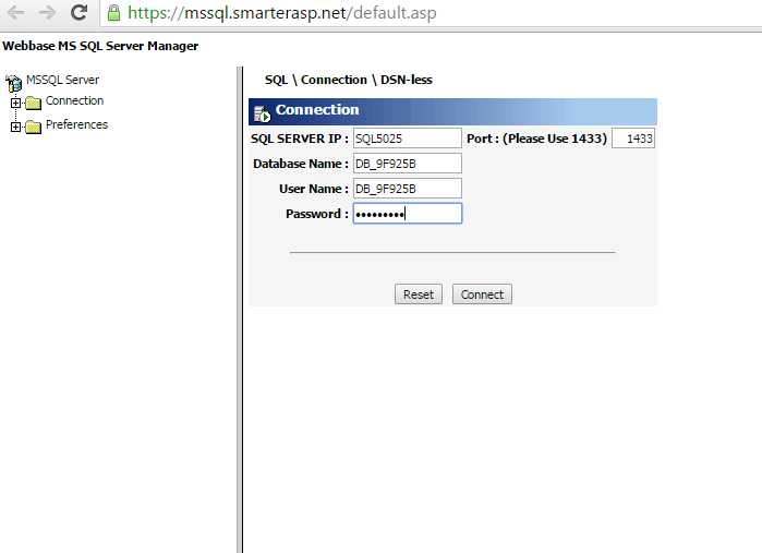 smarterasp hosting database and connection string