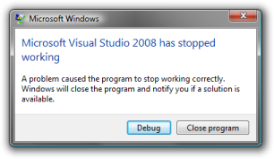 مشكلة توقف الفيجوال [solution] Visual Studio has stopped working