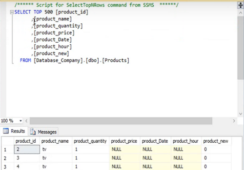  Sql server Design - select - edit top